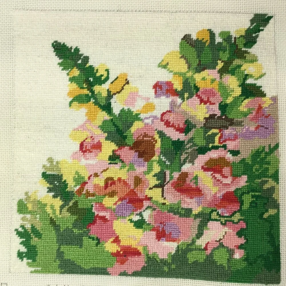 Finished Ready to Frame Needlepoint Too Peas of Mind Snapdragon Hand Painted - Picture 5 of 8